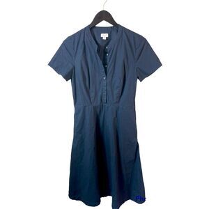 J. Crew factory short sleeve Fit & Flare Shirt Dress pockets Sz 4 Preppy Classic